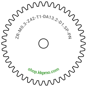 Zahnrad M0.3 / 42 Z AD 13,2mmBohrung (D) mm 1,50 Presspassung PBreite (T) mm 1,0POM-C natur[ZR-M0.3-Z42-T1-DA13.2-D1.5P-PN]