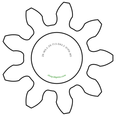 Zahnrad M0.2 / 9 Z AD 2,2mmBohrung (D) mm 1,00 Presspassung P8Breite (T) mm 1,5Messing MO58[ZR-M0.2-Z9-T1.5-DA2.2-D1P8-MS]