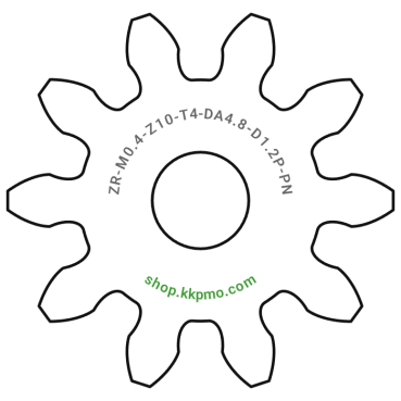 Zahnrad M0.4 / 10 Z AD 4,8mmBohrung (D) mm 1,20 Presspassung PBreite (T) mm 4,0POM-C natur[ZR-M0.4-Z10-T4-DA4.8-D1.2P-PN]