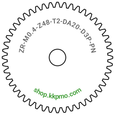 Zahnrad M0.4 / 48 Z AD 20,0mmBohrung (D) mm 3,00 Presspassung PBreite (T) mm 2,0POM-C natur[ZR-M0.4-Z48-T2-DA20-D3P-PN]