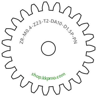 Zahnrad M0.4 / 23 Z AD 10,0mmBohrung (D) mm 1,50 Presspassung PBreite (T) mm 2,0POM-C natur[ZR-M0.4-Z23-T2-DA10-D1.5P-PN]