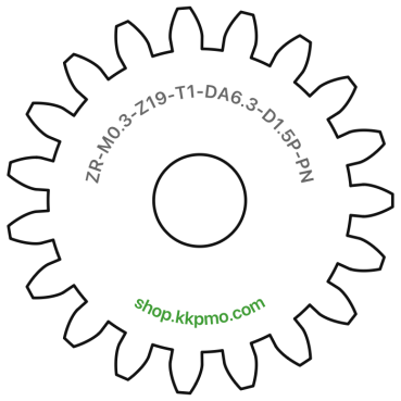 Zahnrad M0.3 / 19 Z AD 6,3mmBohrung (D) mm 1,50 Presspassung PBreite (T) mm 1,0POM-C natur[ZR-M0.3-Z19-T1-DA6.3-D1.5P-PN]