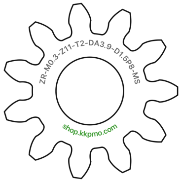 Zahnrad M0.3 / 11 Z AD 3,9mmBohrung (D) mm 1,50 Presspassung P8Breite (T) mm 2,0Messing MO58[ZR-M0.3-Z11-T2-DA3.9-D1.5P8-MS]Stufenzahnrad 1 Antrieb(Schnecke)