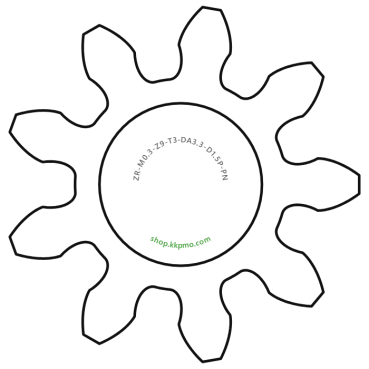 Zahnrad M0.3 / 9 Z AD 3.3mmBohrung (D) mm 1.50 Presspassung PBreite (T) mm 3.0POM-C natur[ZR-M0.3-Z9-T3-DA3.3-D1.5P-PN]