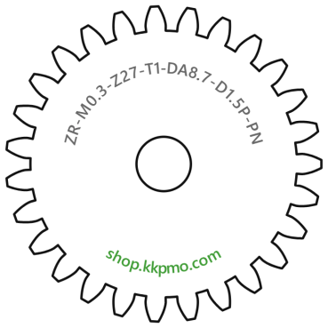 Zahnrad M0.3 / 27 Z AD 8.7mmBohrung (D) mm 1.50 Presspassung PBreite (T) mm 1.0POM-C natur[ZR-M0.3-Z27-T1-DA8.7-D1.5P-PN]