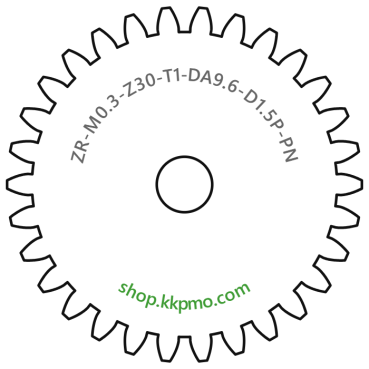 Zahnrad M0.3 / 30 Z AD 9.6mmBohrung (D) mm 1.50 Presspassung PBreite (T) mm 1.0POM-C natur[ZR-M0.3-Z30-T1-DA9.6-D1.5P-PN]