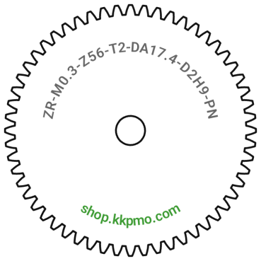 Zahnrad M0.3 / 56 Z AD 17,40mmBohrung (D) mm 2,00 H9Breite (T) mm 2,0POM-C natur[ZR-M0.3-Z56-T2-DA17.4-D2H9-PN]