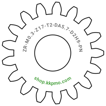Zahnrad M0.3 / 17 Z AD 17,40mmBohrung (D) mm 2,00 H9Breite (T) mm 2,0POM-C natur[ZR-M0.3-Z17-T2-DA17.4-D2H9-PN]