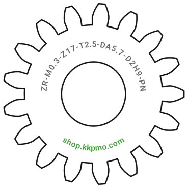 Zahnrad M0.3 / 17 Z AD 5,70mmBohrung (D) mm 2,00 H9Breite (T) mm 2,5POM-C natur[ZR-M0.3-Z17-T2.5-DA5.7-D2H9-PN]