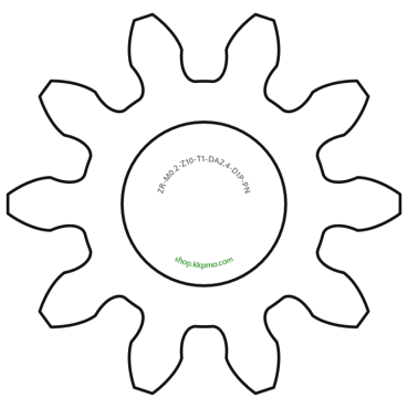 Zahnrad M0.2 / 10 Z AD 2,4mmBohrung (D) mm 1,00 Presspassung PBreite (T) mm 1,0POM-C natur[ZR-M0.2-Z10-T1-DA2.4-D1P-PN]