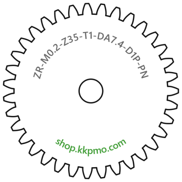 Zahnrad M0.2 / 35 Z AD 7,4mmBohrung (D) mm 1,00 Presspassung PBreite (T) mm 1,0POM-C natur[ZR-M0.2-Z35-T1-DA7.4-D1P-PN]