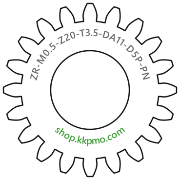 Zahnrad M0.5 / 20 Z AD 11,0mmBohrung (D) mm 5,00 Presspassung PBreite (T) mm 3,5POM-C natur[ZR-M0.5-Z20-T3.5-DA11-D5P-PN]