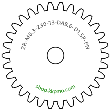 Zahnrad M0.3 / 30 Z AD 9.6mmBohrung (D) mm 1.50 Presspassung PBreite (T) mm 3.0POM-C natur[ZR-M0.3-Z30-T3-DA9.6-D1.5P-PN]