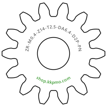 Zahnrad M0.4 / 14 Z AD 6.4mmBohrung (D) mm 2.00 Presspassung PBreite (T) mm 2.5POM-C natur[ZR-M0.4-Z14-T2.5-DA6.4-D2P-PN]