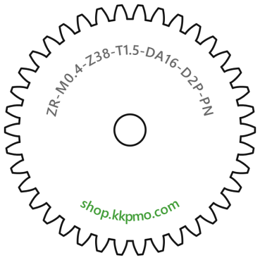 Zahnrad M0.4 / 38 Z AD 16.0mmBohrung (D) mm 2.00 Presspassung PBreite (T) mm 1.5POM-C natur[ZR-M0.4-Z38-T1.5-DA16-D2P-PN]