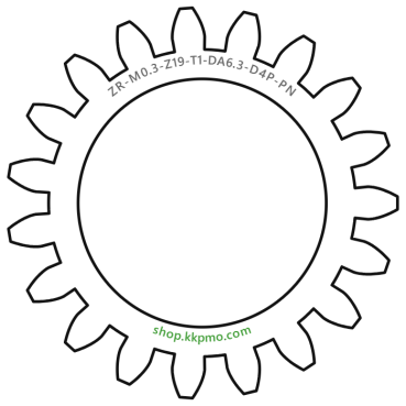 Zahnrad M0.3 / 19 Z AD 6,3mmBohrung (D) mm 4,00 Presspassung PBreite (T) mm 1,0POM-C natur[ZR-M0.3-Z19-T1-DA6.3-D4P-PN]