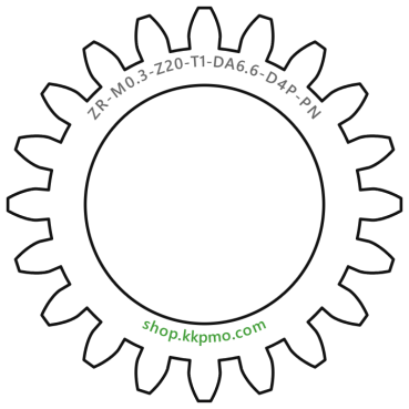 Zahnrad M0.3 / 20 Z AD 6,6mmBohrung (D) mm 4,00 Presspassung PBreite (T) mm 1,0POM-C natur[ZR-M0.3-Z20-T1-DA6.6-D4P-PN]
