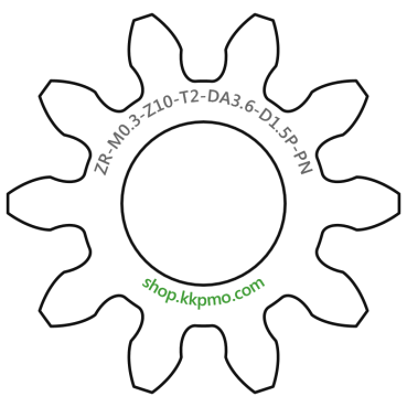 Zahnrad M0.3 / 10 Z AD 3,6mmBohrung (D) mm 1,50 Presspassung PBreite (T) mm 2,0POM-C natur[ZR-M0.3-Z10-T2-DA3.6-D1.5P-PN]