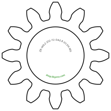 Zahnrad M0.2 / 12 Z AD 2,8mmBohrung (D) mm 1,50 Spielpassung HBreite (T) mm 2,0Messing MO58[ZR-M0.2-Z12-T2-DA2.8-D1.5H-MS]