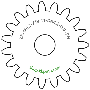 Zahnrad M0.2 / 19 Z AD 4,2mmBohrung (D) mm 1,00 Presspassung PBreite (T) mm 1,0POM-C natur[ZR-M0.2-Z19-T1-DA4.2-D1P-PN]