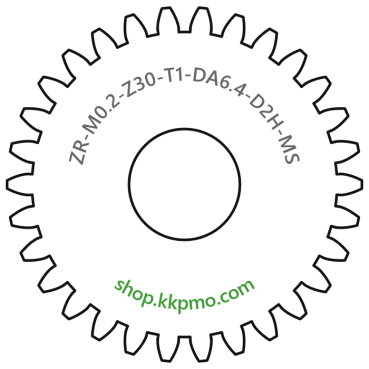 Zahnrad M0.2 / 30 Z AD 6,4mmBohrung (D) mm 2,00 Spielpassung HBreite (T) mm 1,0Messing MO58[ZR-M0.2-Z30-T1-DA6.4-D2H-MS]