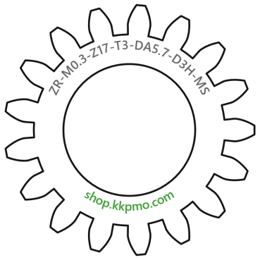 Zahnrad M0.3 / 17 Z AD 5,7mmBohrung (D) mm 3,00 Spielpassung HBreite (T) mm 3,0Messing MO58[ZR-M0.3-Z17-T3-DA5.7-D3H-MS]