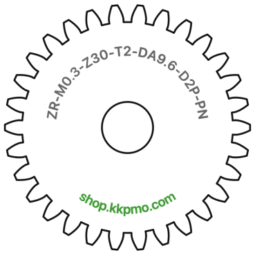 Zahnrad M0.3 / 30 Z AD 9,6mmBohrung (D) mm 2,00 Presspassung PBreite (T) mm 2,0POM-C natur[ZR-M0.3-Z30-T2-DA9.6-D2P-PN]