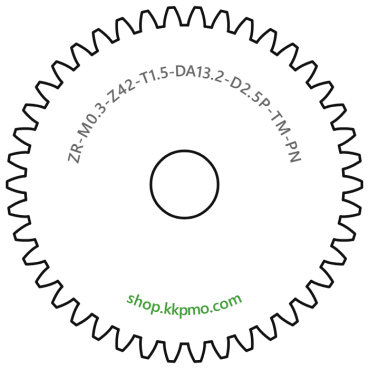 Zahnrad M0.3 / 42 Z AD 13,2mmBohrung (D) mm 2,50 Presspassung PBreite (T) mm 1,5POM-C natur[ZR-M0.3-Z42-T1.5-DA13.2-D2.5P-TM-PN]Kassettendeck Kenwood KX-2520