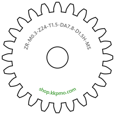 Zahnrad M0.3 / 24 Z AD 7,8mmBohrung (D) mm 1,50 Spielpassung HBreite (T) mm 1,5Messing MO58[ZR-M0.3-Z24-T1.5-DA7.8-D1.5H-MS]