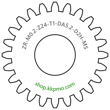 Zahnrad M0.2 / 24 Z AD 5,2mmBohrung (D) mm 2,00 Spielpassung HBreite (T) mm 1,0Messing MO58[ZR-M0.2-Z24-T1-DA5.2-D2H-MS]