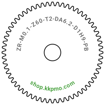 Zahnrad M0.1 / 60 Z AD 6,20mmBohrung (D) mm 1,00 H9Breite (T) mm 2,0POM-C schwarz[ZR-M0.1-Z60-T2-DA6.2-D1H9-PB]