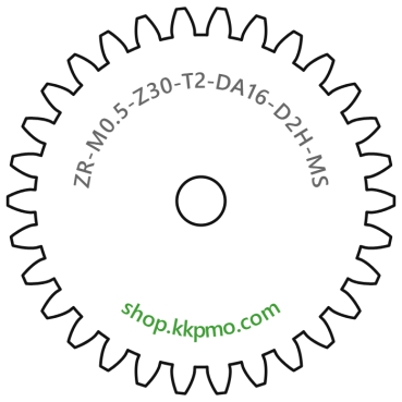 Zahnrad M0.5 / 30 Z AD 16,0mmBohrung (D) mm 2,00 Spielpassung HBreite (T) mm 2,0Messing MO58[ZR-M0.5-Z30-T2-DA16-D2H-MS]