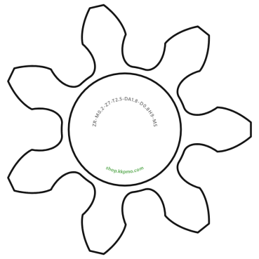 Zahnrad M0.2 / 7 Z AD 1.8mmBohrung (D) mm 0.80 Spielpassung H9Breite (T) mm 2.5Messing MO58[ZR-M0.2-Z7-T2.5-DA1.8-D0.8H9-MS]