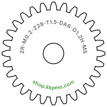 Zahnrad M0.2 / 28 Z AD 6,0mmBohrung (D) mm 1,20 Spielpassung HBreite (T) mm 1,5Messing MO58[ZR-M0.2-Z28-T1.5-DA6-D1.2H-MS]