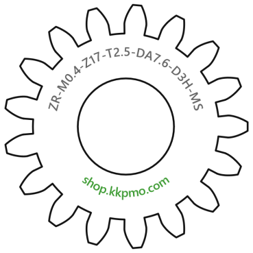 Zahnrad M0.4 / 17 Z AD 7,6mmBohrung (D) mm 3,00 Spielpassung HBreite (T) mm 2,5Messing MO58[ZR-M0.4-Z17-T2.5-DA7.6-D3H-MS]SR 014