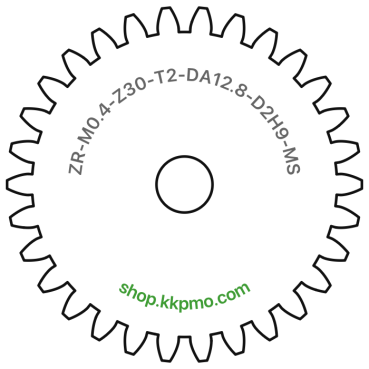 Zahnrad M0.4 / 30 Z AD 12,80mmBohrung (D) mm 2,00 H9Breite (T) mm 2,0Messing MO58[ZR-M0.4-Z30-T2-DA12.8-D2H9-MS]