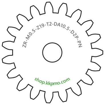 Zahnrad M0.5 / 19 Z AD 10,5mmBohrung (D) mm 2,00 Presspassung PBreite (T) mm 2,0POM-C natur[ZR-M0.5-Z19-T2-DA10.5-D2P-PN]