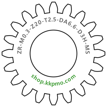 Zahnrad M0.3 / 20 Z AD 6.6mmBohrung (D) mm 3.00 Spielpassung HBreite (T) mm 2.5Messing MO58[ZR-M0.3-Z20-T2.5-DA6.6-D3H-MS]