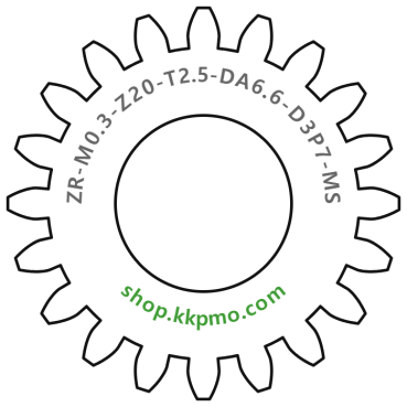 Zahnrad M0.3 / 20 Z AD 6.60mmBohrung (D) mm 3.00 P7Breite (T) mm 2.5Messing MO58[ZR-M0.3-Z20-T2.5-DA6.6-D3P7-MS]