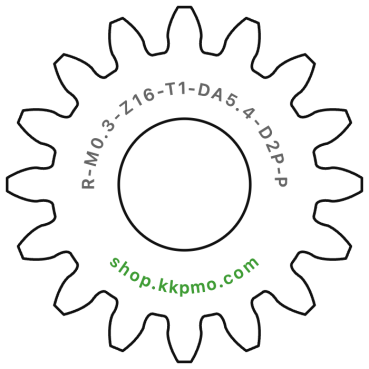 Zahnrad M0.3 / 16 Z AD 5.4mmBohrung (D) mm 2.00 Presspassung PBreite (T) mm 1.0POM-C natur[ZR-M0.3-Z16-T1-DA5.4-D2P-PN]
