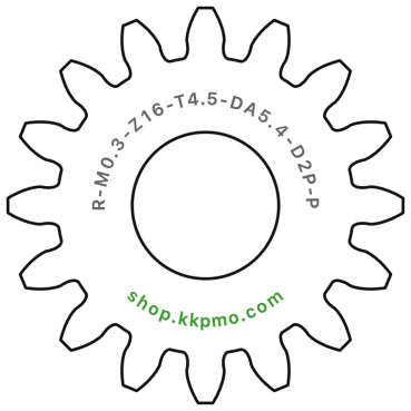 Zahnrad M0.3 / 16 Z AD 5.4mmBohrung (D) mm 2.00 Presspassung PBreite (T) mm 4.5POM-C natur[ZR-M0.3-Z16-T4.5-DA5.4-D2P-PN]