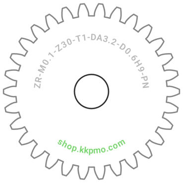 Zahnrad M0.1 / 30 Z AD 3,20mmBohrung (D) mm 0,60 H9Breite (T) mm 1,0POM-C natur[ZR-M0.1-Z30-T1-DA3.2-D0.6H9-PN]