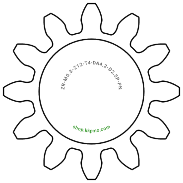 Zahnrad M0.3 / 12 Z AD 4,2mmBohrung (D) mm 2,50 Presspassung PBreite (T) mm 4,0POM-C natur[ZR-M0.3-Z12-T4-DA4.2-D2.5P-PN]