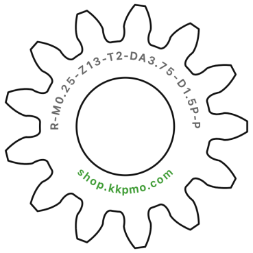 Zahnrad M0.25 / 13 Z AD 3.8mmBohrung (D) mm 1.50 Presspassung PBreite (T) mm 2.0POM-C natur[ZR-M0.25-Z13-T2-DA3.75-D1.5P-PN]