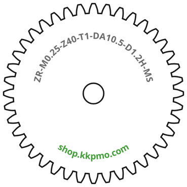 Zahnrad M0.25 / 40 Z AD 10.5mmBohrung (D) mm 1.20 Spielpassung HBreite (T) mm 1.0Messing MO58[ZR-M0.25-Z40-T1-DA10.5-D1.2H-MS]