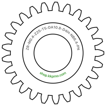 Zahnrad M0.4 / 25 Z AD 10,8mmBohrung (D) mm 4,00 Spielpassung HBreite (T) mm 5,0POM-C natur[ZR-M0.4-Z25-T5-DA10.8-D4H-NB6.4-PN]