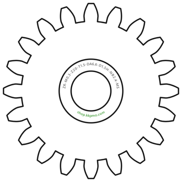 Zahnrad M0.3 / 20 Z AD 6,6mmBohrung (D) mm 1,50 Spielpassung HBreite (T) mm 1,5Messing MO58[ZR-M0.3-Z20-T1.5-DA6.6-D1.5H-NB2.4-MS]