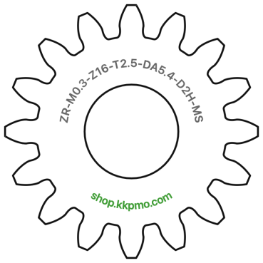 Zahnrad M0.3 / 16 Z AD 5,4mmBohrung (D) mm 2,00 Spielpassung HBreite (T) mm 2,5Messing MO58[ZR-M0.3-Z16-T2.5-DA5.4-D2H-MS]GTW