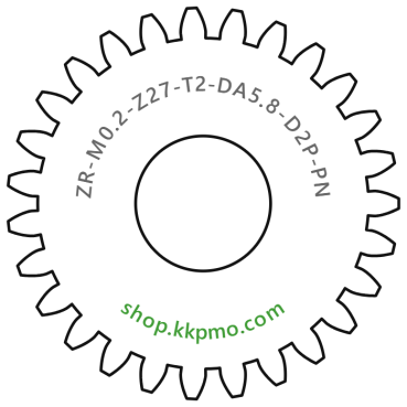 Zahnrad M0.2 / 27 Z AD 5.8mmBohrung (D) mm 2.00 Presspassung PBreite (T) mm 2.0POM-C natur[ZR-M0.2-Z27-T2-DA5.8-D2P-PN]