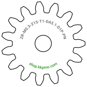 Zahnrad M0.3 / 15 Z AD 5,1mmBohrung (D) mm 1,00 Presspassung PBreite (T) mm 1,0POM-C natur[ZR-M0.3-Z15-T1-DA5.1-D1P-PN]